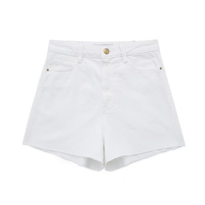 Retro High Waist Denim Shorts Niche Sexy Sexy Outer Wear Stretch Slim Fit All-Match Hem Frayed Pants