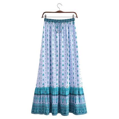 Summer Women Positioning Floral Tassel Tiered Skirt