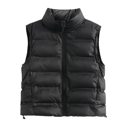 Summer Women Stand Collar Sleeveless Cotton Padded Jacket Vest Vest Coat Women