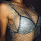 Mesh Diamond Vest Sexy Hollow Out Cutout Nightclub Disco Women Top