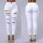 Women High Waist Summer Jeans Stretch Ripped Ankle Tied Denim Skinny Ankle Length Pants Women