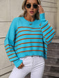 Autumn Winter Round Neck Women Knitwear Loose Pullover Stripe Sweater Women