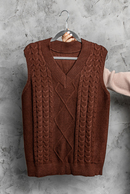 Knitted Vest Women Autumn Winter Knitted Wool Pattern Pullover Sweater