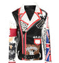 Graffiti Printing Leather Coat  Motorcycle Clothing Heavy Rivets Punk Leather Jacket