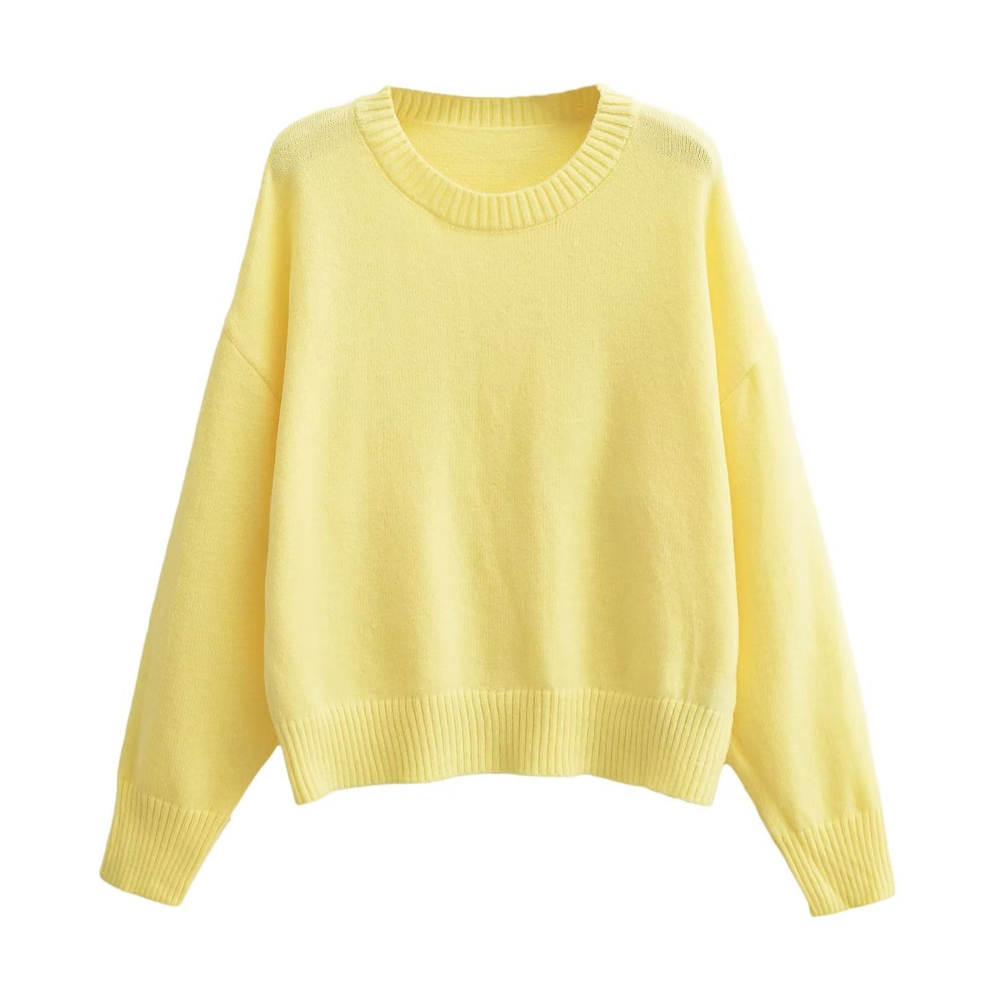 Fall Women Clothing Solid Color Long Sleeve Soft Pullover Sweater