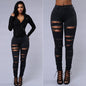 Women High Waist Summer Jeans Stretch Ripped Ankle Tied Denim Skinny Ankle Length Pants Women