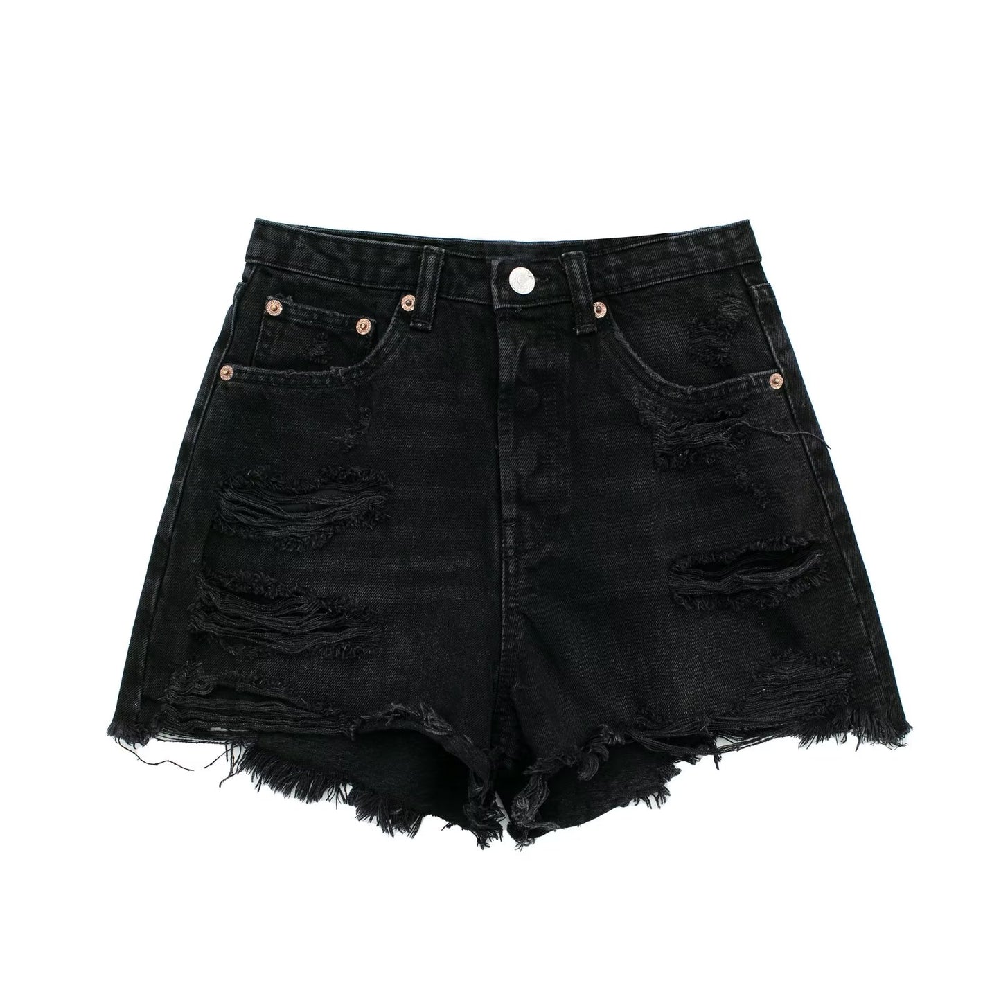 Design Ripped Frayed Sexy Straight Denim Shorts Summer High Waist Slimming Beggar Casual Pants