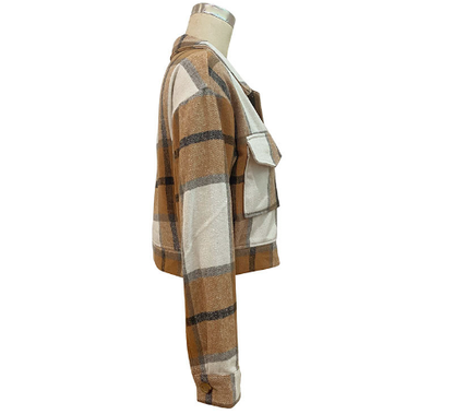 Autumn Winter Women Clothing Plaid Long Sleeve Shacket