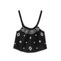 Women Summer Sweet Spaghetti Strap Vest Vacation Loose Bow Embroidered Top