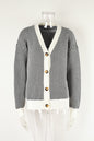 Autumn Winter Women Cardigan Sweater Color Matching Button Sweater Top V neck Coat