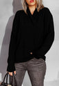 Ladies Autumn Winter Design Pile Collar Loose Velvet Long Sleeve Knitted Top Pullover