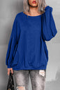 Ladies Autumn Winter Sweater Cotton Basic Loose Raglan Sleeve Double Pocket Pullover