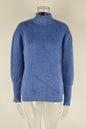 Autumn Winter Women Pullover High Collar Plush Sweater Solid Color Sweater
