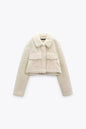 Fall Winter Fleece Warm Jacket Coat Collared Short Top Imitation Lamb Wool Casual Women Clothing