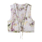 Women Clothing Summer Retro Sleeveless Lace up Vest Tie Dyed Printed Personality Vest Top