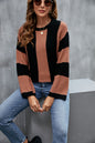 Women Loose Color Matching round Neck Sweater Striped Retro Knitwear Women