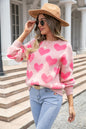 Winter Clothes Big Love Valentine Day Round Neck Sweater Pullover Peach Heart Sweater Women