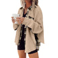 Women Autumn Winter Casual Waffle Knitted Jacket Loose Plaid