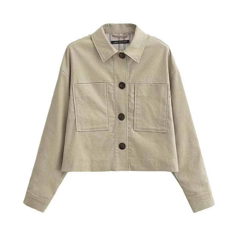 Women Fall Women Clothing Linen Blended Short Jacket