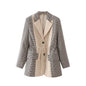 Women Color Matching Drawstring Blazer