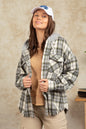 Winter Women Clothing Hooded Large Pocket Plaid Shacket