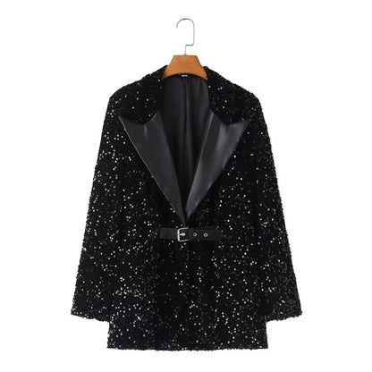 European Women Autumn Sequined Blazer