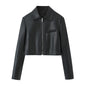 Autumn Winter Women Clothing Faux Leather Short Jacketc