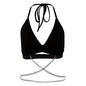 Summer Halter V Neck Lace Up Sexy Backless Metal Decorative Vest Women