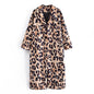 Fall Sexy V neck Leopard Print Long Sleeve Women Clothing Windbreak