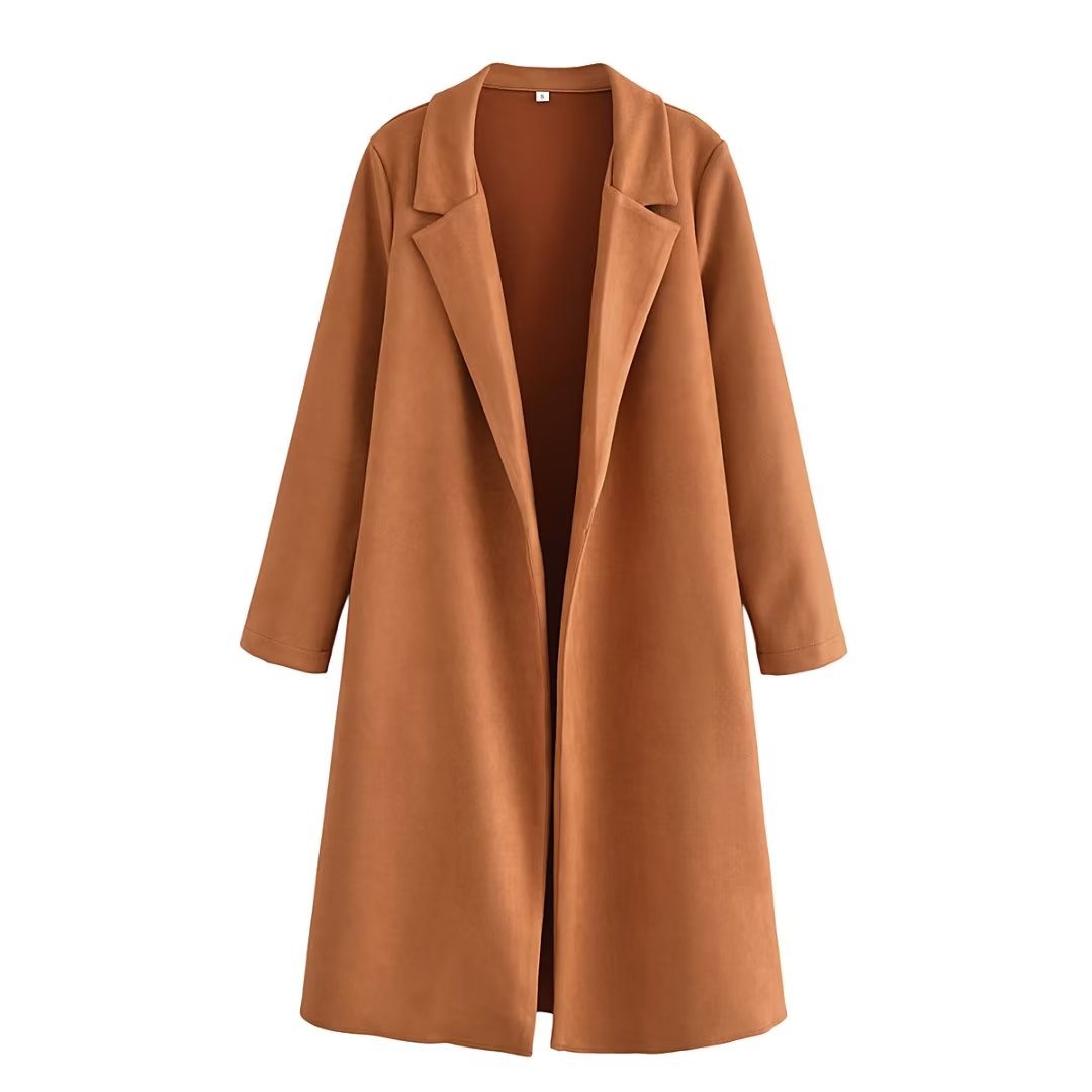 Women Clothing French Khaki Fleece Loose Lapels Cardigan Coat