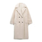 Women Double Breasted Casual Fleece Overcoat Jacket