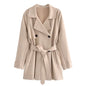 Autumn Women Clothing Street Suede Texture Trench Coat