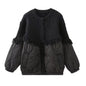 Fall Women  Clothing Tassel Decorative Knitted Patchwork Cotton Padded Jacket Jacket Coat