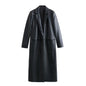 Autumn Collar Waist Mid Length Trench Coat Coat Simple Workplace Office Elite Long Coat Women