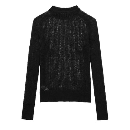 Women Out Cutout Knitted Comfortable Pullover All Matching Women Top Knitting