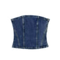 Summer Women Clothing off Neck Back Zipper Corset Denim Top