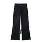 Women Loose Strap Accessories Mid Waist Cargo Jeans Trousers