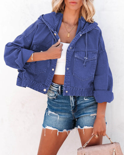 Denim Coat Women Autumn Winter Street Hipster Hoodie With Drawstrings Baggy Coat