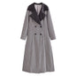 Winter Polo Collar Long Sleeve Double Breasted Houndstooth Overcoat Coat for Women