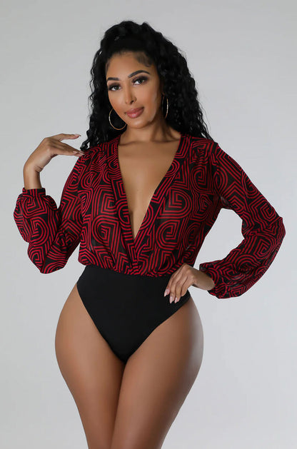 Women Clothing Printed Sexy Jumpsuit Casual Autumn Long Sleeve Jumpsuit