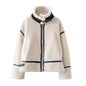 Autumn Women Clothing Street Casual Fleece Stand up Collar Jacket