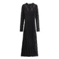 Autumn Black Three Dimensional Cut round Neck Long Sleeve Dress Women