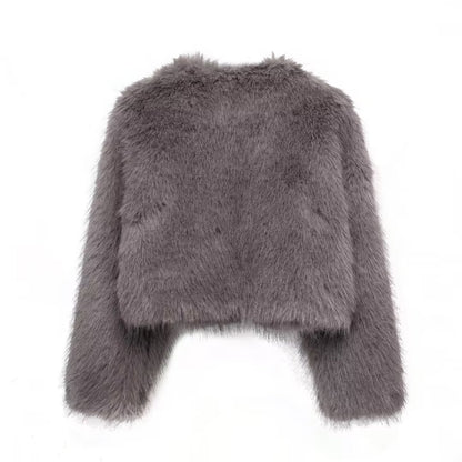 Winter Women Clothing Socialite Artificial Fur Effect Short Jacket