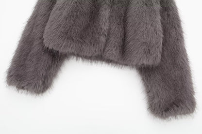 Winter Women Clothing Socialite Artificial Fur Effect Short Jacket