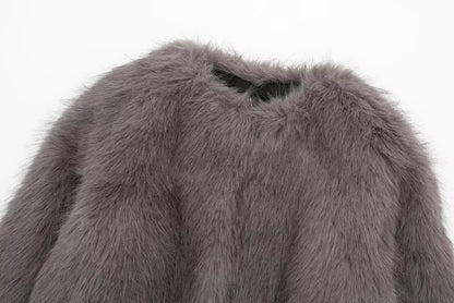 Winter Women Clothing Socialite Artificial Fur Effect Short Jacket