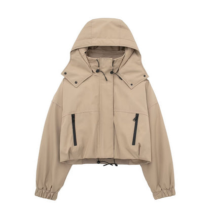 Women Clothing Maillard Wear Loose Cargo Hooded Jacket Jacket