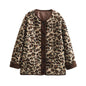 Winter Women Clothing Fashionable All Matching Loose Leopard Print Lamb Wool Coat