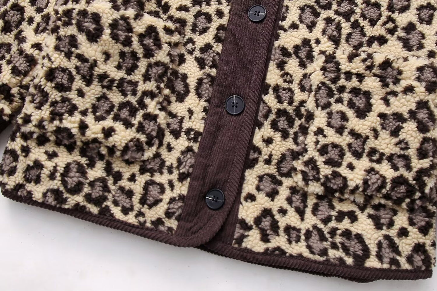 Autumn Casual Leopard Print Round Neck Loose Casual Jacket Coat