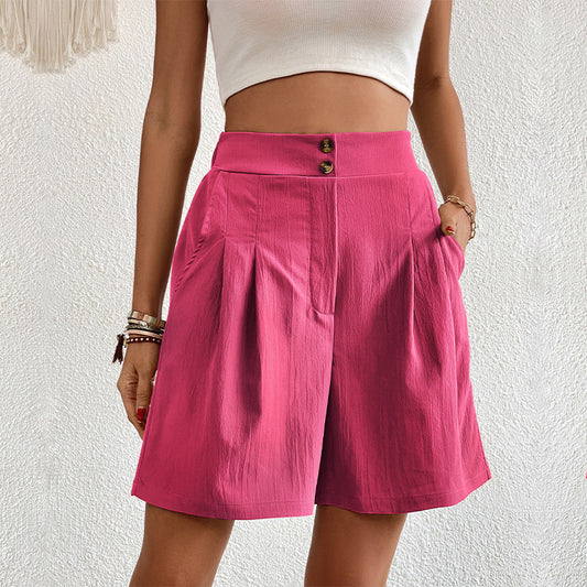 Summer Women Clothing Solid Color High Waisted Shorts Women Summer