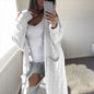 Autumn Winter Wish Knitwear Long Double Pocket Full Body Cable-Knit Sweater Cardigan